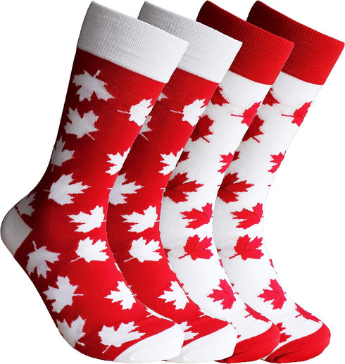 Maple Leaves Canada Unisex Men Women Fun Dress Casual Crew Funny Novelty Socks